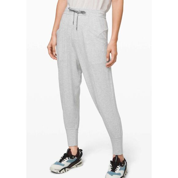 Lululemon 2 pc Set Warm Down Crew Top & Still Chill Jogger Pant Light Grey Small - Picture 11 of 11